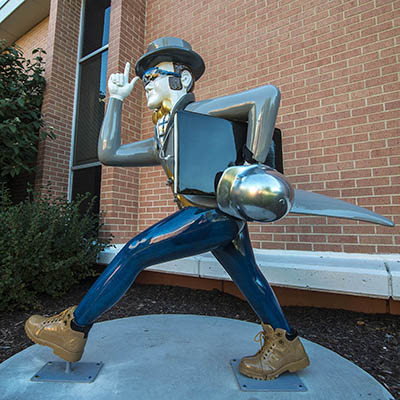 Ichabod statue at Tech.